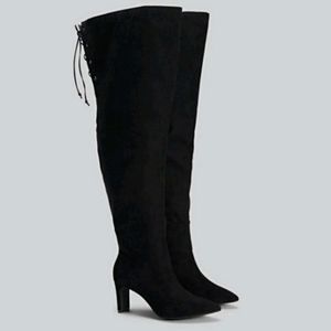 WIDE FIT Black Thigh High Boots - NADIA X FTF